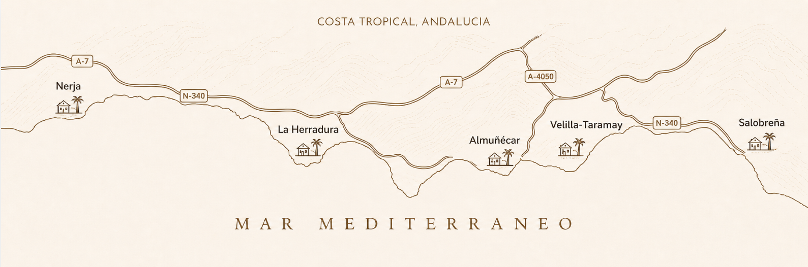 Mapa de las zonas donde trabajamos en la Costa Tropical
